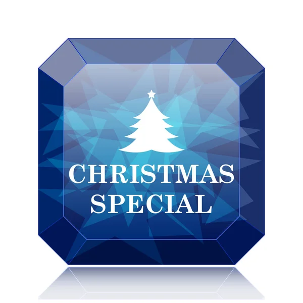 白い背景の上のクリスマス特別なアイコン 青いウェブサイト ボタン — ストック写真