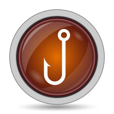 Balık beyaz arka plan üzerinde turuncu kutsal kişilerin resmi web sitesi düğme kanca