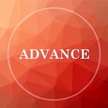 Önceden simgesi. Önceden web sitesi düğmesini kırmızı düşük poli arka plan üzerinde