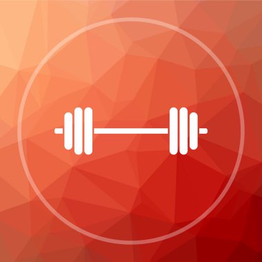 Halter simgesi. Halter Web sitesi düğmesini kırmızı düşük poli arka plan üzerinde