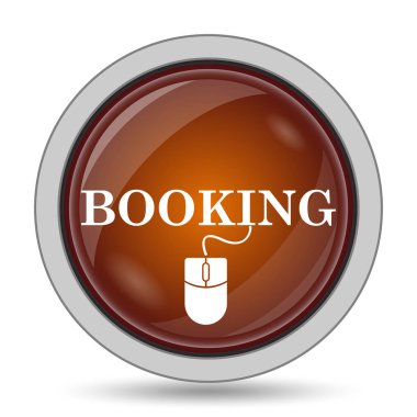 Turuncu kutsal kişilerin resmi web sitesi düğme beyaz arka plan üzerinde rezervasyon