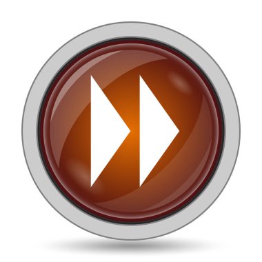 İşareti simgesi, turuncu web sitesi düğmesini beyaz arka plan üzerinde ileri sarma