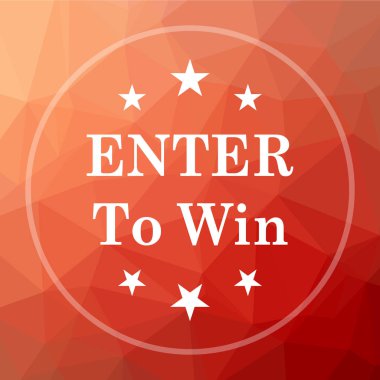 Simge kazanmak için girin. Web sitesi düğmesini kırmızı düşük poli arka plan üzerinde kazanmak için katılın