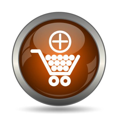 Alışveriş Sepeti simgesini ekleyin. Beyaz arka plan üzerinde Internet düğmesi.