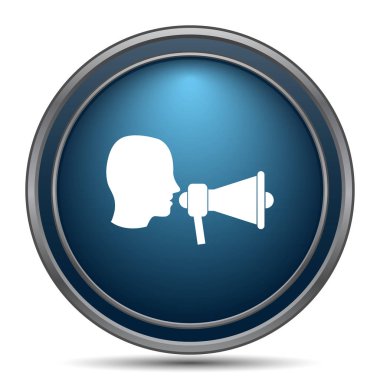 Megafon simgesi. Beyaz arka plan üzerinde Internet düğmesi