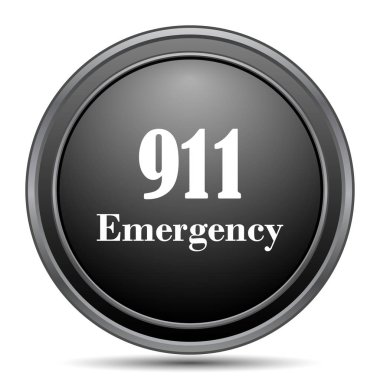 911 acil durum simgesi, beyaz arka planda siyah Web sitesi düğmesini