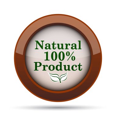 yüzde 100 doğal ürün simgesi. Beyaz arka plan üzerinde Internet düğmesi.