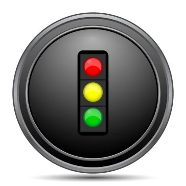 Trafik ışığı simgesi, siyah Web sitesi düğmesini beyaz arka plan üzerinde