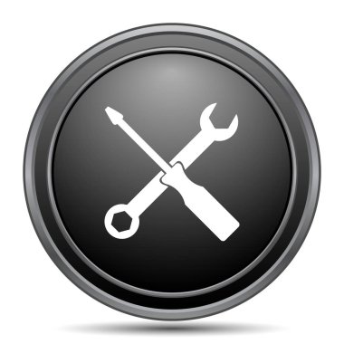 Araçlar simgesi, siyah Web sitesi düğmesi beyaz arka plan üzerinde