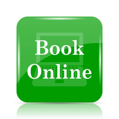 Kitap online simgesi. Beyaz arka plan üzerinde Internet düğmesi