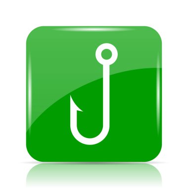 Balık simgesi kanca. Beyaz arka plan üzerinde Internet düğmesi