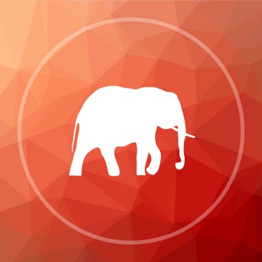 Fil kutsal kişilerin resmi. Fil Web sitesi düğmesini kırmızı düşük poli arka plan üzerinde