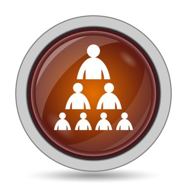 Beyaz arka plan üzerine insanlar kutsal kişilerin resmi, turuncu web sitesi tuşu ile kuruluş şeması