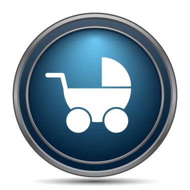 Bebek arabası simgesi. Beyaz arka plan üzerinde Internet düğmesi