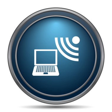 Kablosuz dizüstü simgesi. Beyaz arka plan üzerinde Internet düğmesi