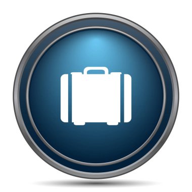 Bavul simgesi. Beyaz arka plan üzerinde Internet düğmesi