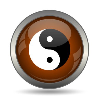 Ying yang simgesi. Beyaz arka plan üzerinde Internet düğmesi.