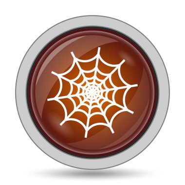 Örümcek web turuncu kutsal kişilerin resmi web sitesi düğme beyaz arka plan üzerinde