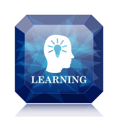 Mavi kutsal kişilerin resmi web sitesi düğme beyaz arka plan üzerinde öğrenme