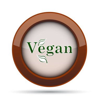 Vegan simgesi. Beyaz arka plan üzerinde Internet düğmesi.