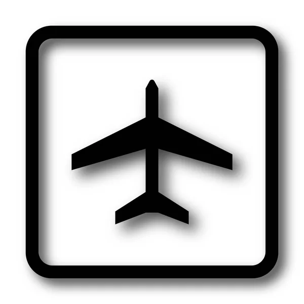 Αεροπλάνο Κουμπί Ιστοσελίδα Εικονίδιο Μαύρη Άσπρο Φόντο — Φωτογραφία Αρχείου