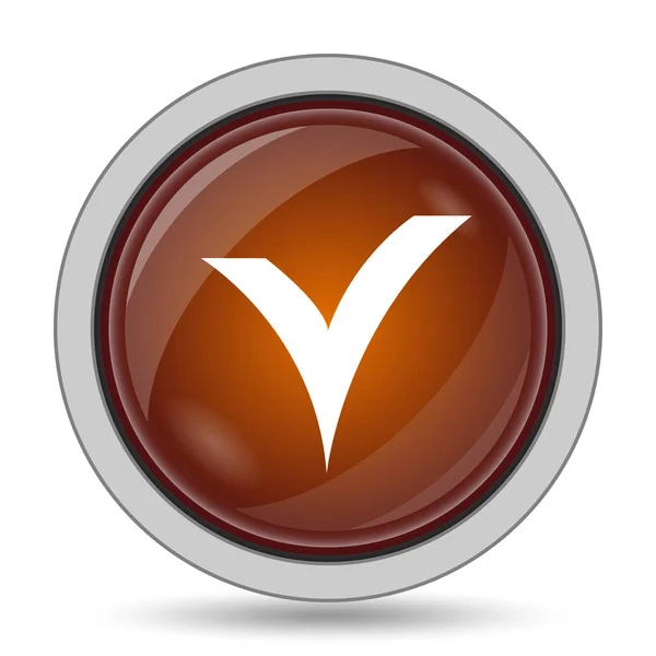 Checked Icon Orange Website Button White Background — Stock Photo, Image