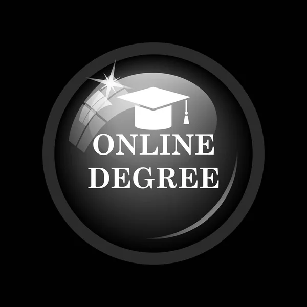 Online degree icon. Internet button on black background.