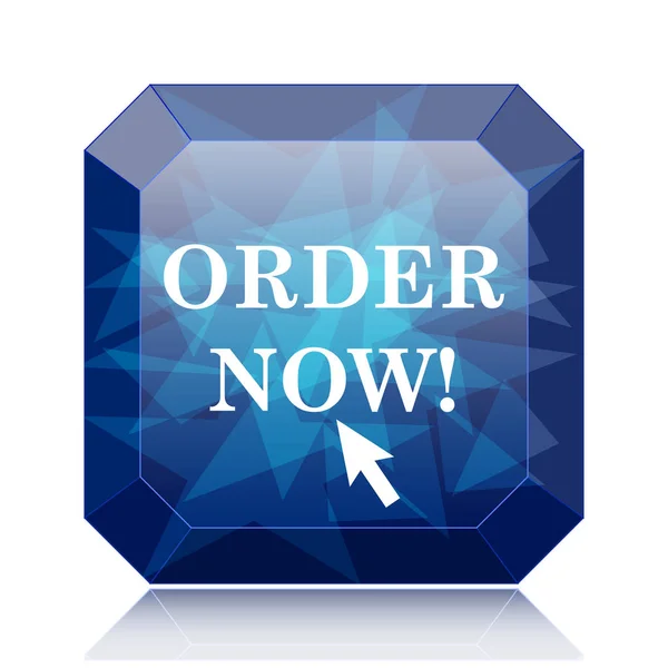 Order now icon, blue website button on white background