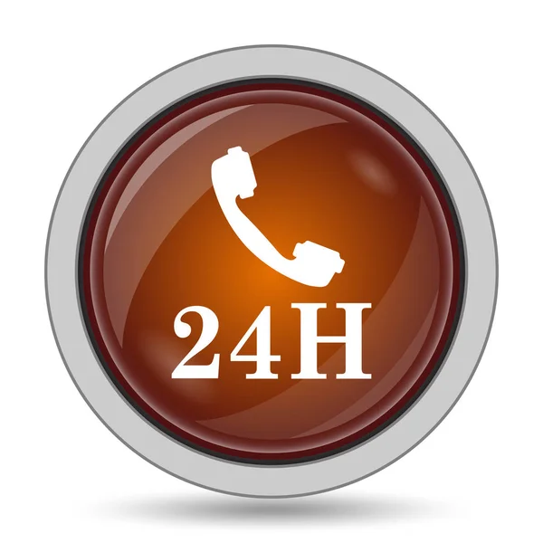 24H Phone Icon Orange Website Button White Background — Stock Photo, Image