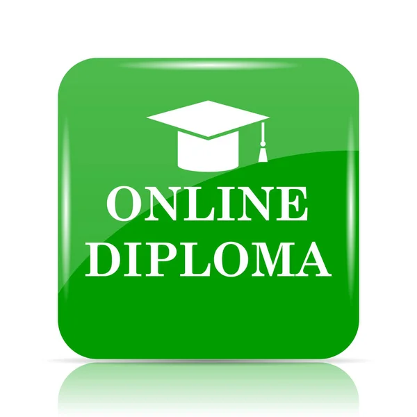 Icona Del Diploma Online Pulsante Internet Sfondo Bianco — Foto Stock