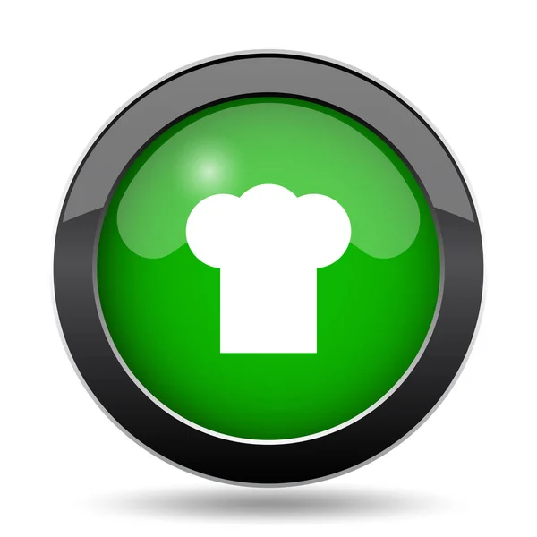 Kuchař Zelené Stránky Tlačítko Bílém Pozadí — Stock fotografie