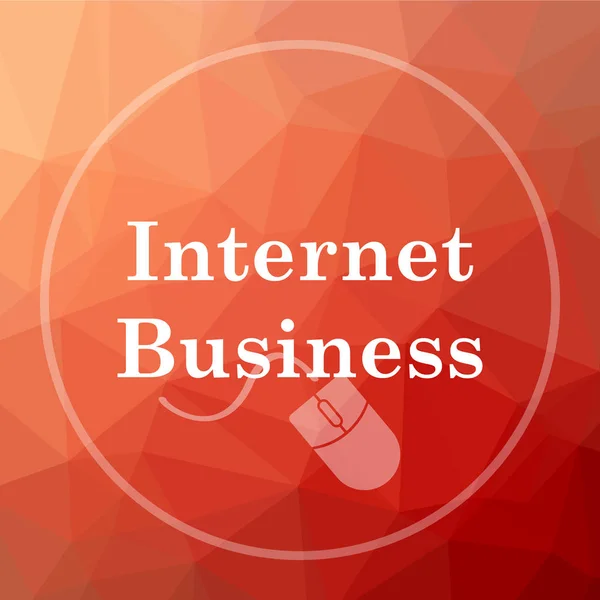Internet business icon. Internet business website button on red low poly background