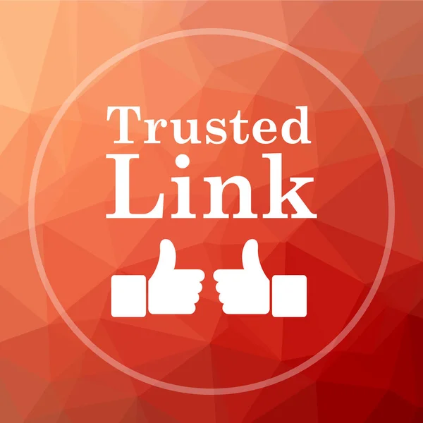 Trusted link icon. Trusted link website button on red low poly background