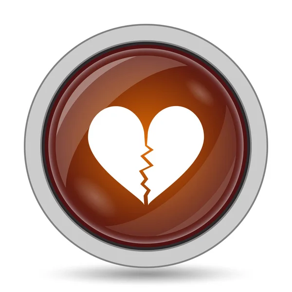 Broken Heart Icon Orange Website Button White Background — Stock Photo, Image