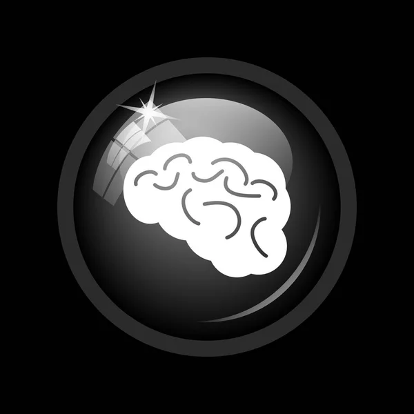 Εικονίδιο Του Εγκεφάλου Κουμπί Internet Μαύρο Φόντο — Φωτογραφία Αρχείου