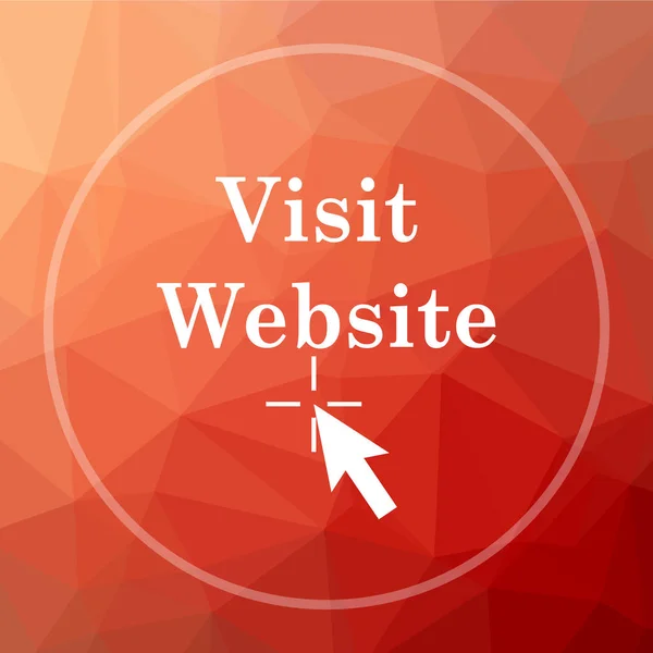Visit website icon. Visit website button on red low poly background