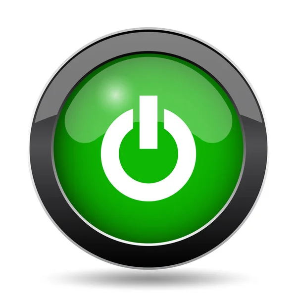 白い背景の上の電源ボタン アイコン 緑ウェブサイト ボタン — ストック写真