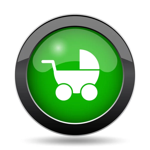 Иконка Детской Коляски Зеленая Кнопка Белом Фоне — стоковое фото