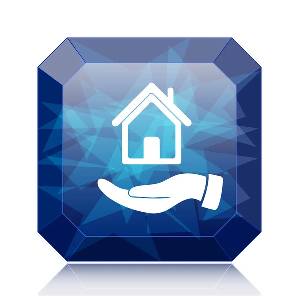 Hand holding house pictogram — Stockfoto