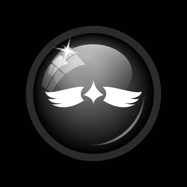 翼のアイコン 黒い背景にインター ネット ボタン — ストック写真