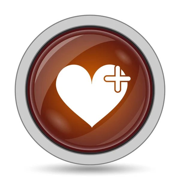 Serce Krzyż Ikona Pomarańczowy Przycisk Witryny Białym Tle — Zdjęcie stockowe