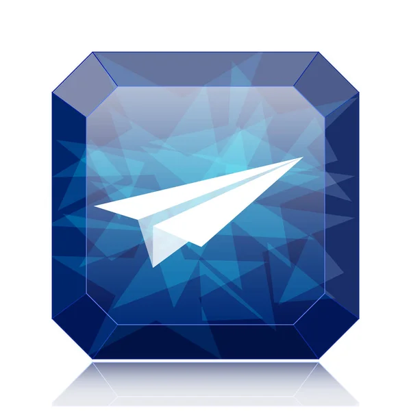 Иконка Бумажного Самолета Синяя Кнопка Белом Фоне — стоковое фото