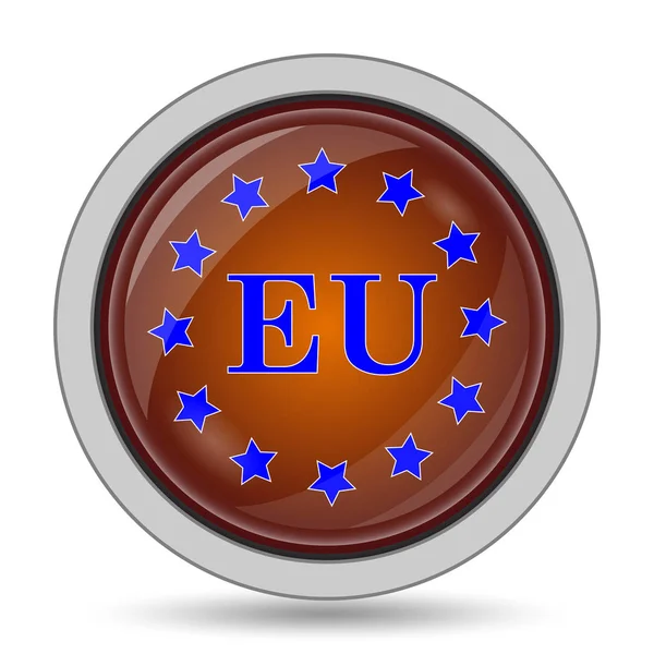 European union icon, orange website button on white background