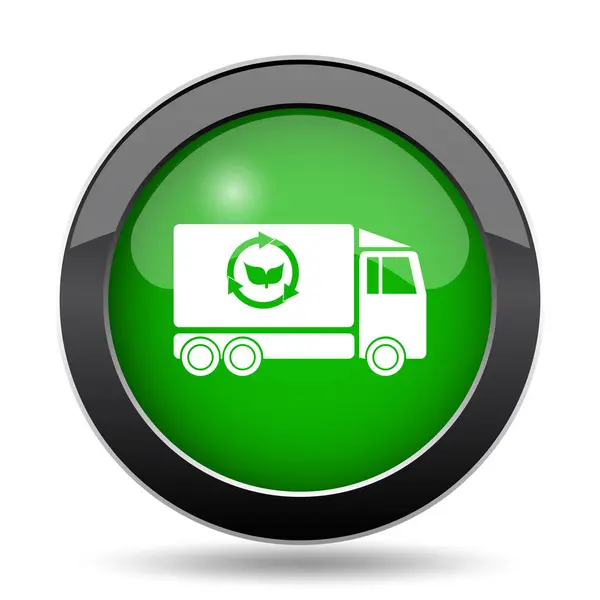 Eco Truck Icon Green Website Button White Background — Stock Photo, Image