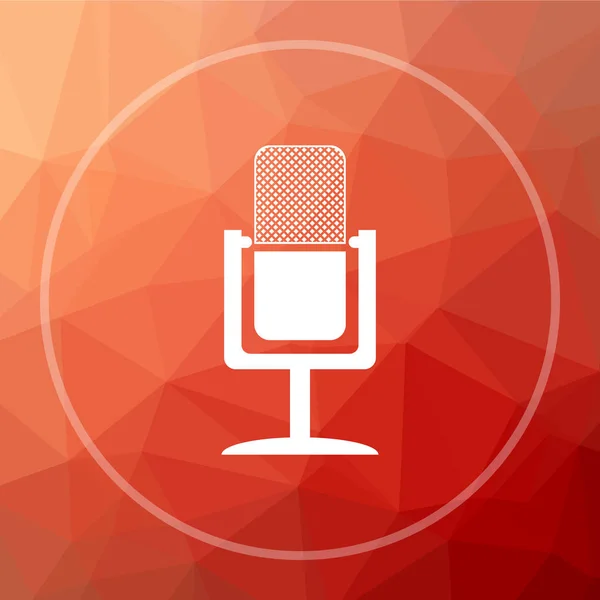 Microphone icon. Microphone website button on red low poly background