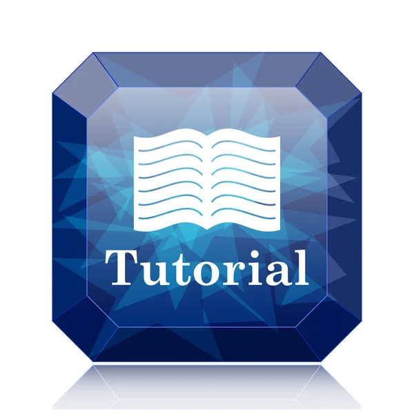 Icono Tutorial Botón Azul Del Sitio Web Sobre Fondo Blanco —  Fotos de Stock