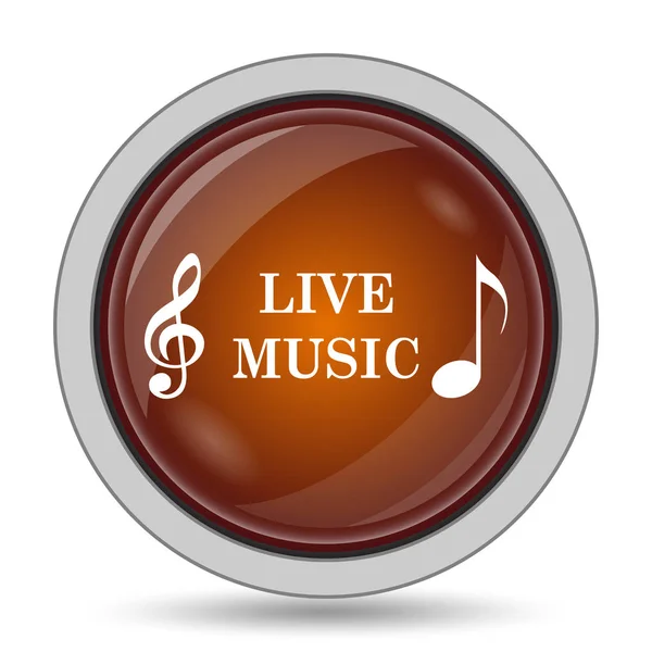 Live music icon, orange website button on white background