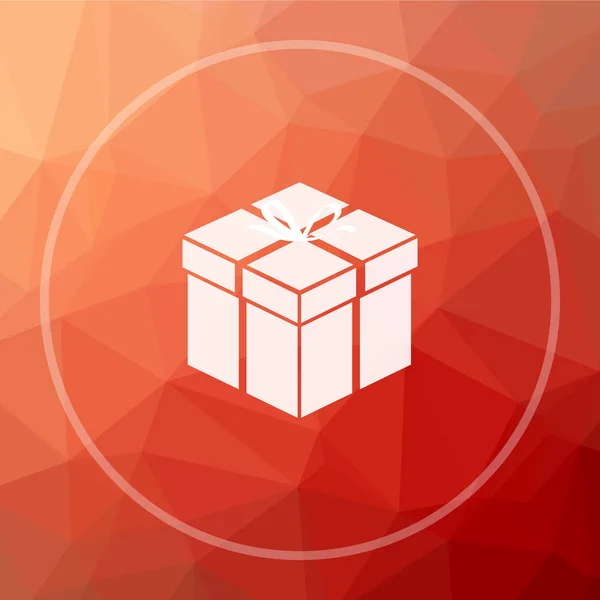 Gift Icon Gift Website Button Red Low Poly Background — Stock Photo, Image