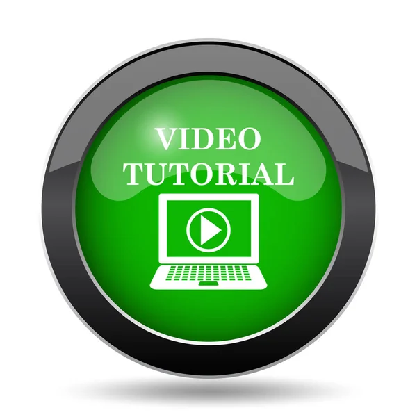 Icono Video Tutorial Botón Verde Del Sitio Web Sobre Fondo —  Fotos de Stock