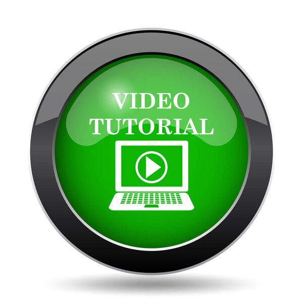 Video tutorial icon, green website button on white background
